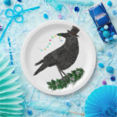 Holiday Crow with Top Hat Papieren Bordje (Feest)