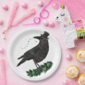 Holiday Crow with Top Hat Papieren Bordje (Feest)