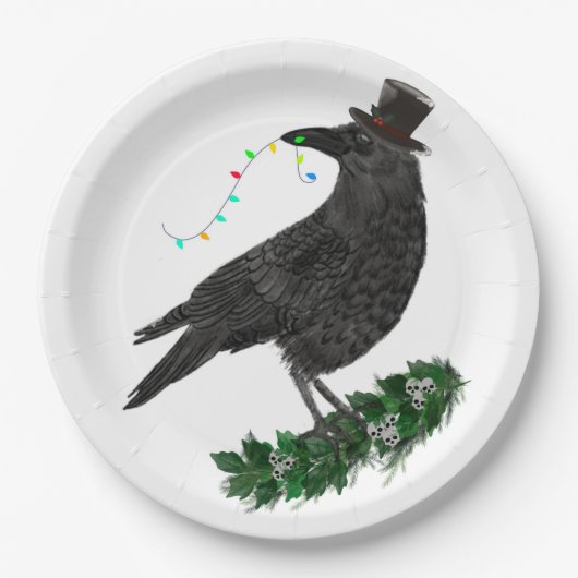 Holiday Crow with Top Hat Papieren Bordje (Voorkant)