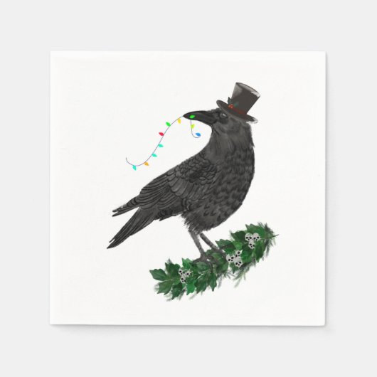 Holiday Crow with Top Hat Servet (Voorkant)