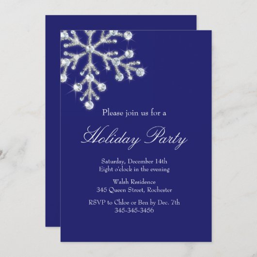 Holiday Crystal Snowflake Kaart (Voorkant / Achterkant)