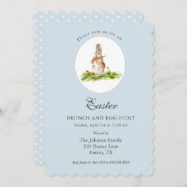 Holiday Cute blue Bunny Easter brunch & Egg Hunch Feestdagenkaart