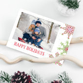 Holiday Cute Snowflake Whimsical Colorful 2 Foto Feestdagenkaart