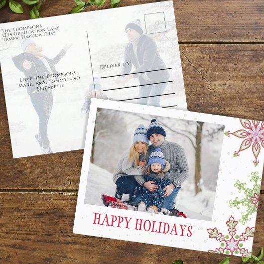 Holiday Cute Snowflake Whimsical Colorful 2 Foto Feestdagenkaart