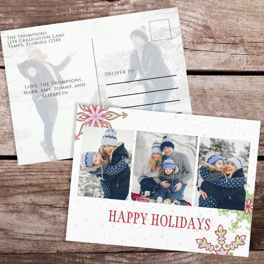 Holiday Cute Snowflake Whimsical Colorful 4 Feestdagenkaart