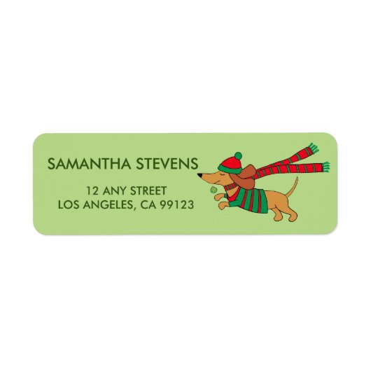 Holiday Dachshund Return Address Labels (Voorkant)