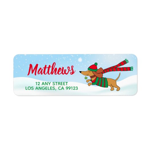 Holiday Dachshund Return Address Labels (Voorkant)