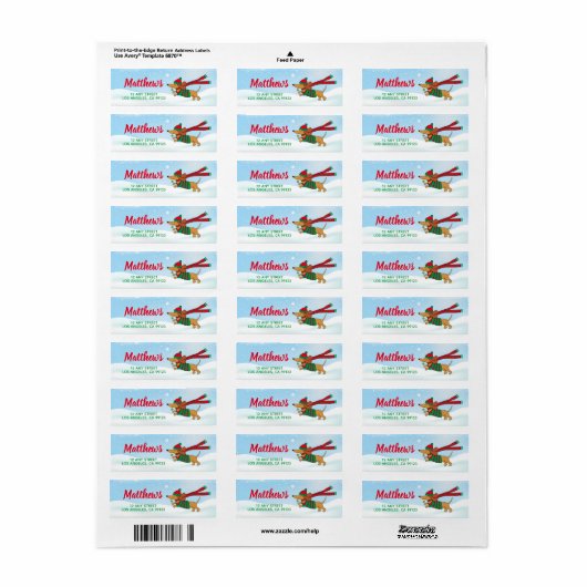 Holiday Dachshund Return Address Labels (Full Sheet)