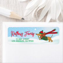 Holiday Dachshund Return Address Labels