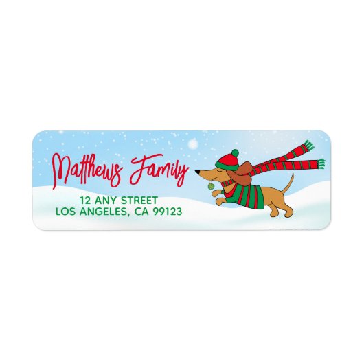 Holiday Dachshund Return Address Labels (Voorkant)