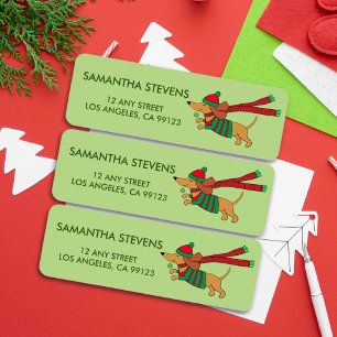 Holiday Dachshund Return Address Labels