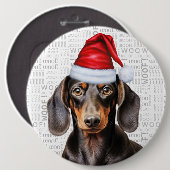 Holiday Dachshund Santa Dog on Woof Background Ronde Button 6,0 Cm (Voorkant /achterkant)