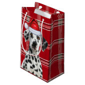 Holiday Dalmatian Dog Red Festive Plaid Christmas Klein Cadeauzakje (Achterkant Gekanteld)