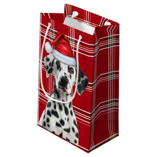 Holiday Dalmatian Dog Red Festive Plaid Christmas Klein Cadeauzakje (Achterkant Gekanteld)