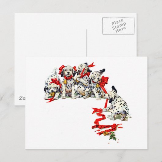 Holiday Dalmatian Pups Feestdagenkaart (Voorkant / Achterkant)