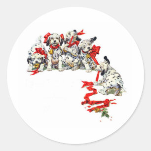 Holiday Dalmatian Pups Ronde Sticker