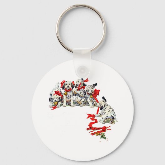 Holiday Dalmatian Pups Sleutelhanger (Voorkant)