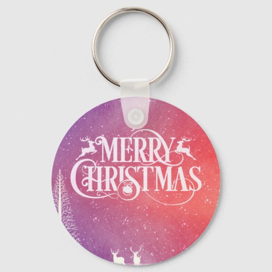 Holiday Deer Landschap Sleutelhanger (Voorkant)