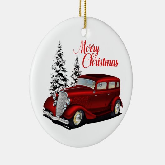 Holiday Delivery Hot Rod Keramisch Ornament (Rechts)