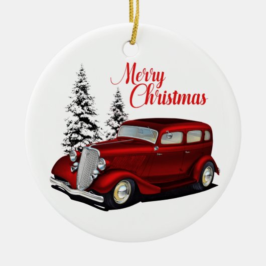 Holiday Delivery Hot Rod Keramisch Ornament (Voorkant)