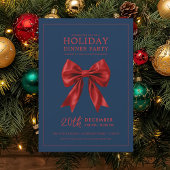 Holiday Dinner Party Red Satin Bow Navy  Kaart