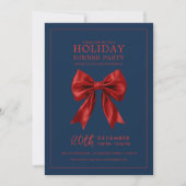 Holiday Dinner Party Red Satin Bow Navy  Kaart (Voorkant)