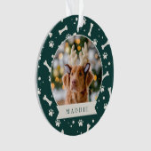 Holiday Dog Bone & Pawprint Persoonlijke foto van  Ornament (voorkant)