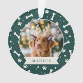 Holiday Dog Bone & Pawprint Persoonlijke foto van  Ornament (voorkant)