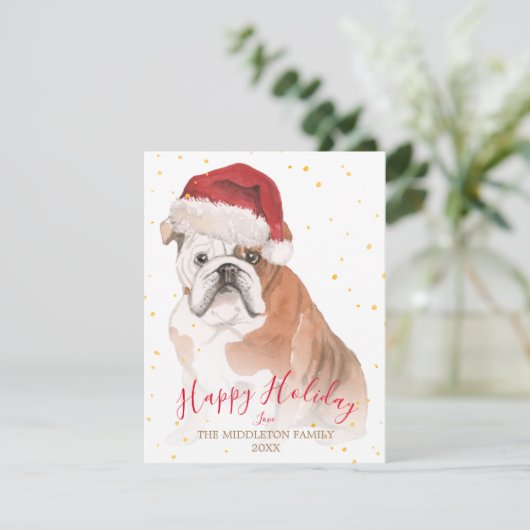 Holiday Dog Gold Seasonal Greeting (Staand voorkant)