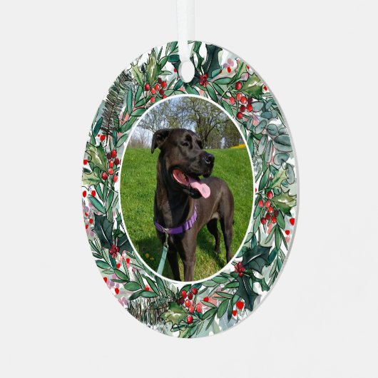 Holiday Dog of Cat 1 Photo Pet Metalen Ornament (Voorkant links)