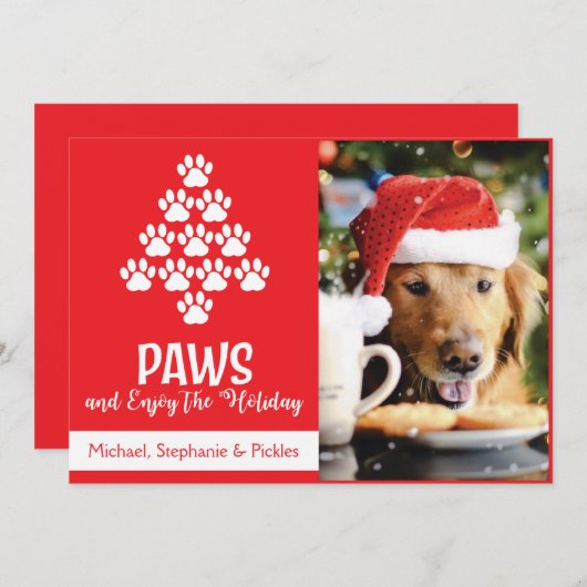 Holiday Dog Paws Kerstmis Kaart (Voorkant / Achterkant)