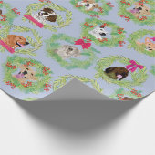 Holiday Dog Wreaths in Blue Cadeaupapier (Hoek)