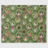 Holiday Dog Wreaths in Green Cadeaupapier (Vlak)