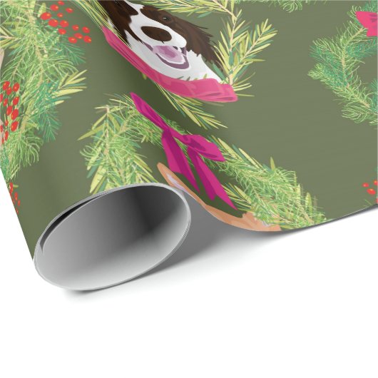 Holiday Dog Wreaths in Green Cadeaupapier (Rol Hoek)