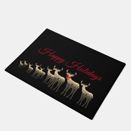 Holiday Doormat-Prettige feestdagen Tan Deer/Elk Deurmat (Schuin)