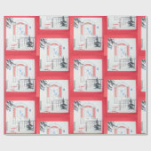 Holiday Doorway Red Cadeaupapier (Vlak)