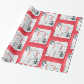 Holiday Doorway Red Cadeaupapier (Uitgerold)