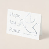 Holiday Dove Hope Joy Peace Green Typography Foto Folie Kaarten (Voorkant)