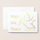Holiday Dove Hope Joy Peace Navy Blue Moderne foto Folie Kaarten (Voorkant met envelop)