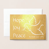 Holiday Dove Modern Hope Joy Peace Navy Blauwe Fot Folie Kaarten (Voorkant met envelop)