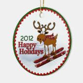 Holiday Downhill Moose Keramisch Ornament (Links)