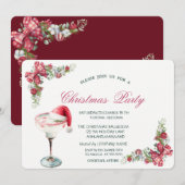 Holiday Drink Santa Hat Branches Christmas  Kaart (Voorkant / Achterkant)