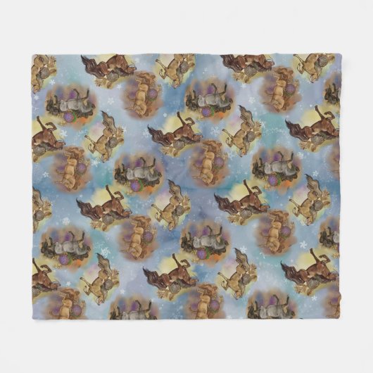 Holiday Drocatcher Westerne Paarden gevild Fleece Deken (Voorkant (Horizontaal))