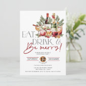 Holiday Eat Drink en Be Merry Invitation Kaart (Staand voorkant)