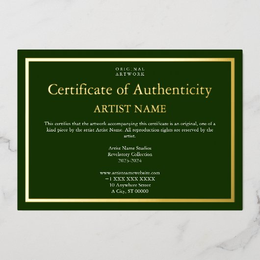 Holiday Edition Folie Certificaat van echtheid Feestdagenkaart (Voorkant)