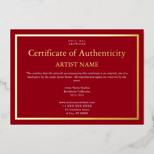 Holiday Edition Folie Certificaat van echtheid Folie Feestdagenkaart (Voorkant)