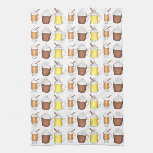 Holiday Egg Nog Cacao Buttered Rum Kerstmis eten Theedoek (Verticaal)