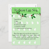 Holiday Egg Nog Recept Post Kaart (Voorkant / Achterkant)