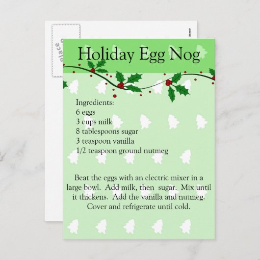 Holiday Egg Nog Recept Post Kaart (Voorkant / Achterkant)