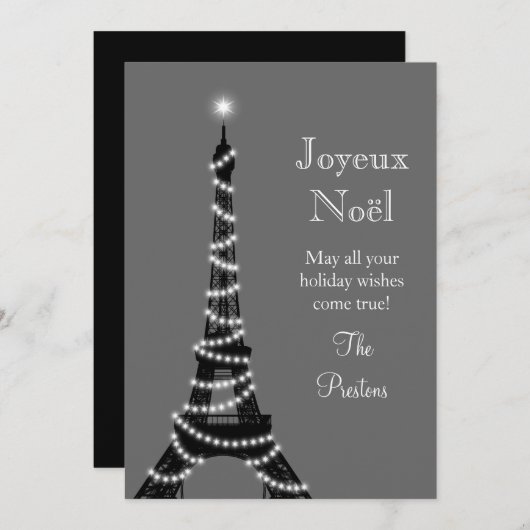 Holiday Eiffel Tower Card Feestdagenkaart (Voorkant / Achterkant)